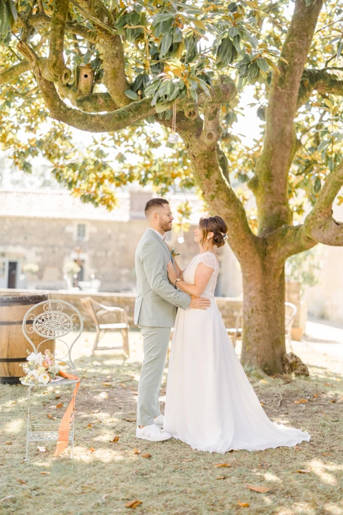 robe événement mariage marron beige